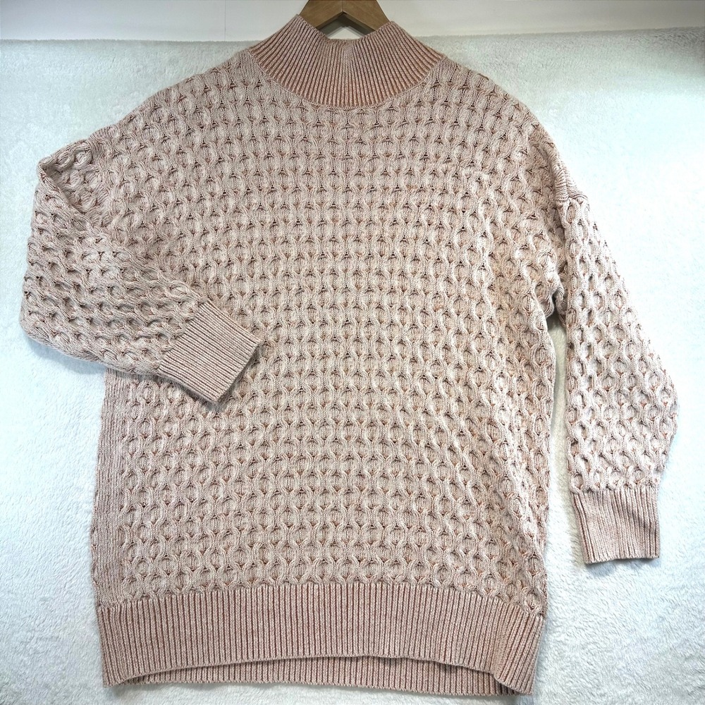 Fisherman Knox Rose Soft Girl Honeycomb Knit Mock Neck Sweater XXL Pink Textured - Picture 1 of 7